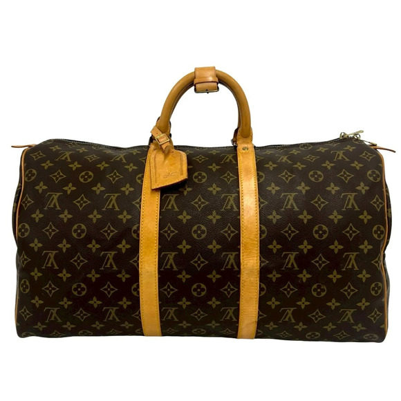 Louis Vuitton Handbags - LOUIS VUITTON Vintage Brown Monogram Leather Keepall 50 Boston Bag